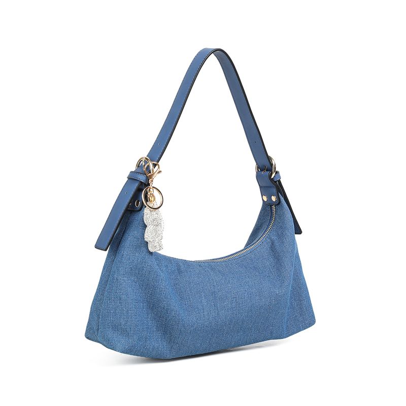 EMBLA skulderveske med deco - jeansblå tekstil