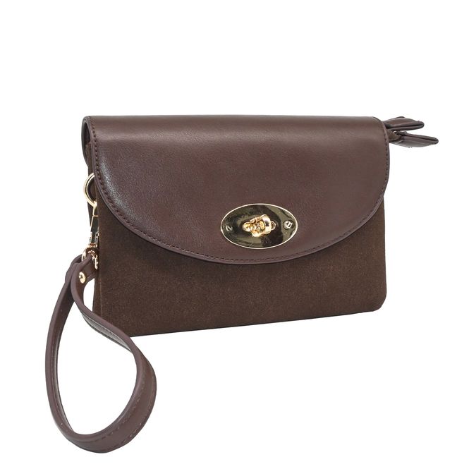Hovedbilde DANIELLE clutch med semsket look - brun