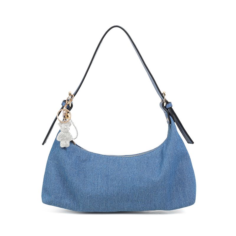 EMBLA skulderveske med deco - jeansblå tekstil