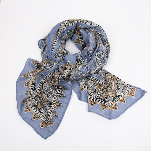 Hovedbilde Skjerf blå paisley - 100% viskose - 85x180 cm