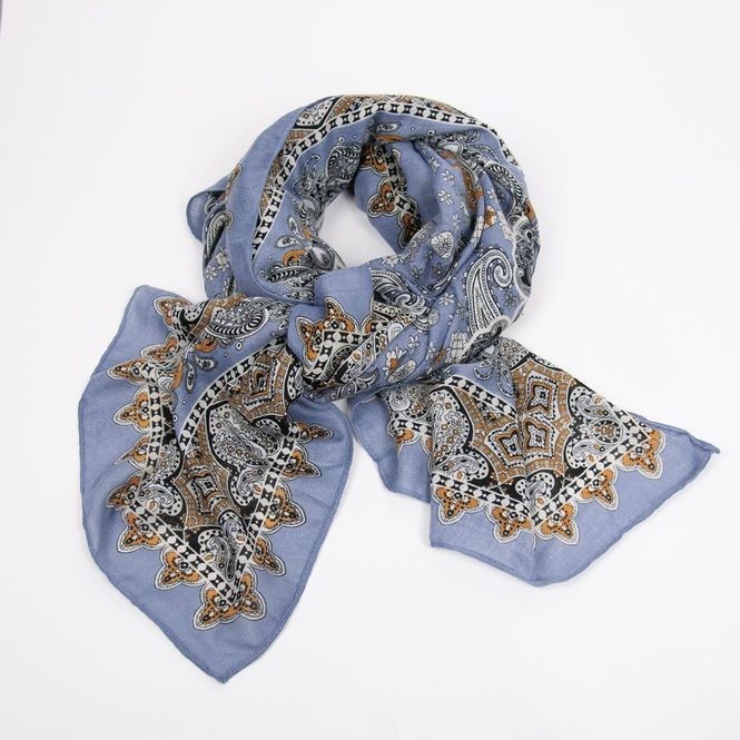 Hovedbilde Skjerf blå paisley - 100% viskose - 85x180 cm