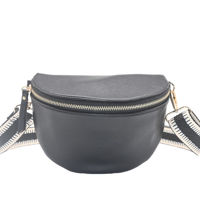 Hovedbilde PEPPER bumbag med mønstret rem - svart