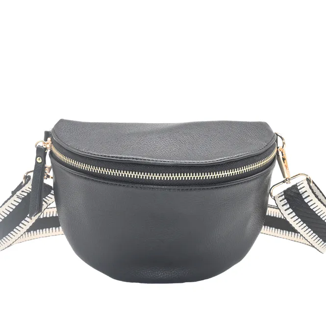 Hovedbilde PEPPER bumbag med mønstret rem - svart