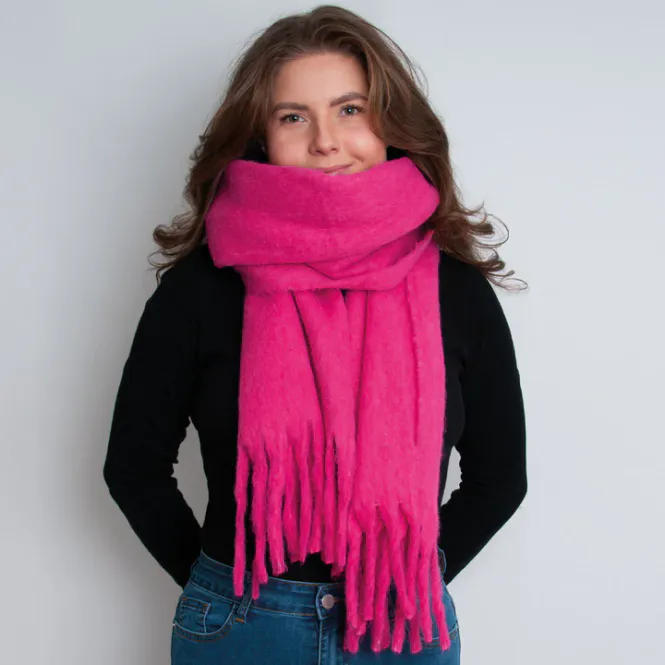 Hovedbilde Fluffy skjerf ensfarget - pink