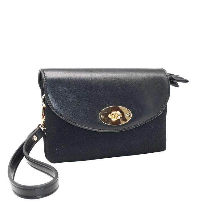 Hovedbilde DANIELLE clutch med semsket look - svart