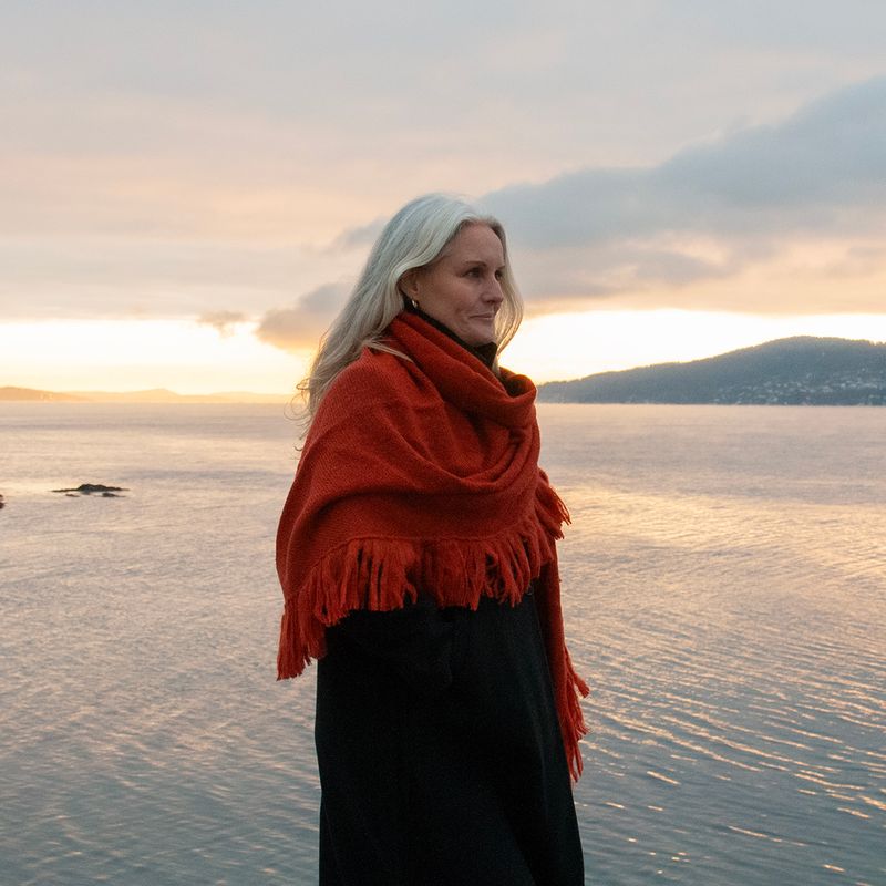 Sjal i mohairmix - rust