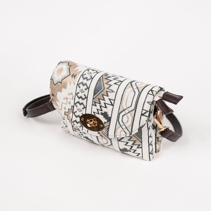 DANIELLE clutch med inka-mønster - beige