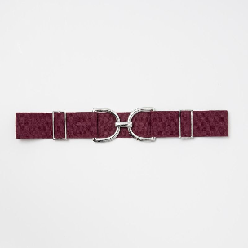 Elastisk midjebelte med sølvfarget spenne burgunder