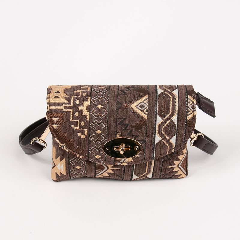 DANIELLE clutch med inka-mønster - brun